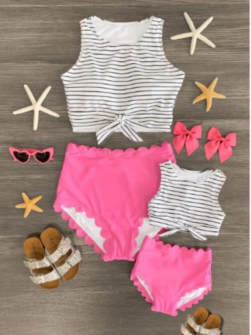 Mommy & Me Matching Pink Bikini Swimsuits Women M Girl 6T